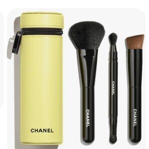 CHANEL Yellow Case Makeup Brush Set limited edition collection of 3 essential